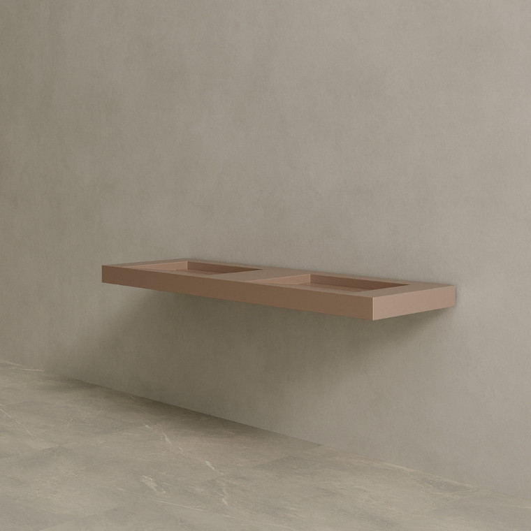 70" Floating Stone Resin Vanity Top with Double Sink