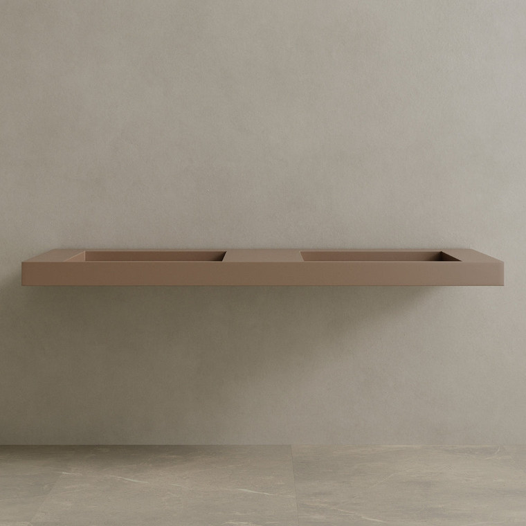 70" Floating Stone Resin Vanity Top with Double Sink