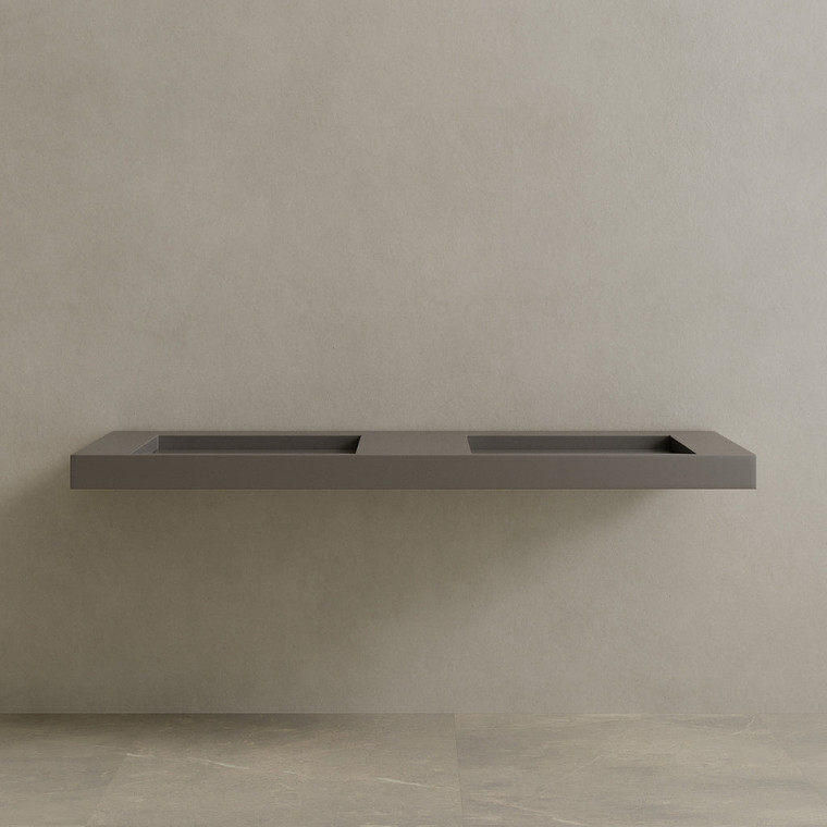 70" Floating Stone Resin Vanity Top with Double Sink