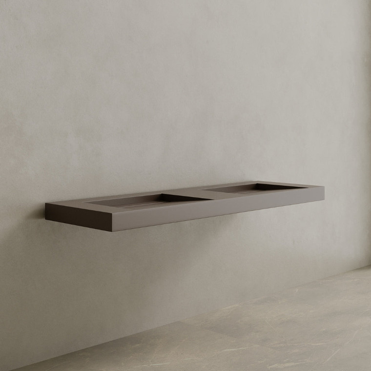 70" Floating Stone Resin Vanity Top with Double Sink
