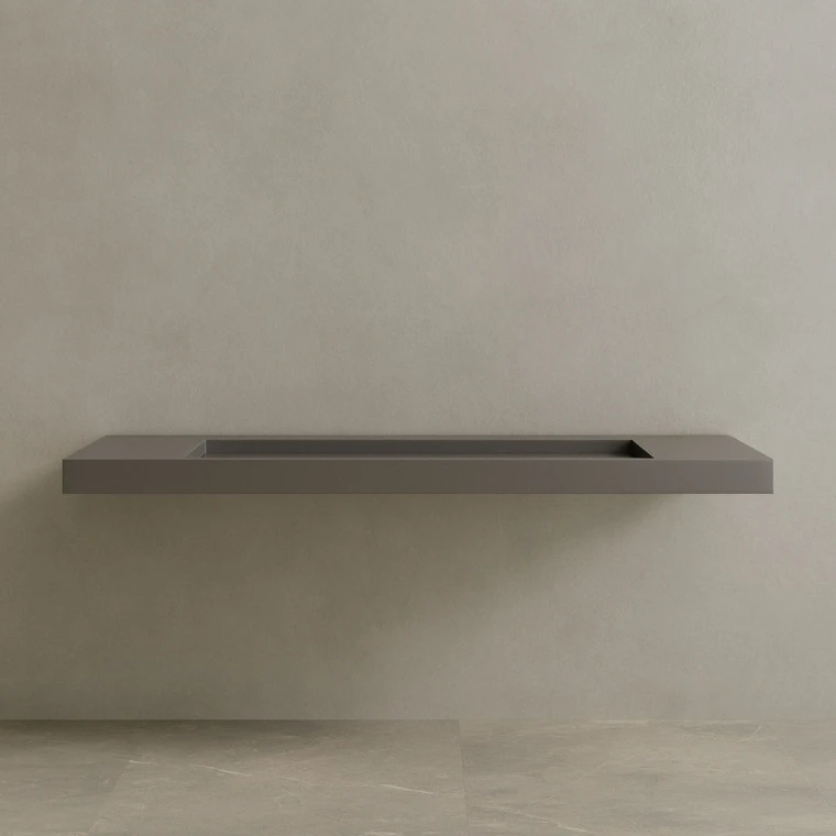 72" Floating Stone Resin Vanity Top with Single Sink