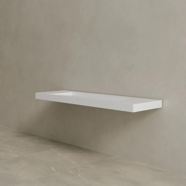 72" Floating Stone Resin Vanity Top with Single Sink