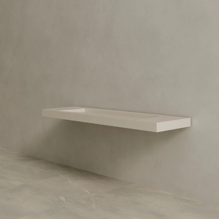 72" Floating Stone Resin Vanity Top with Single Sink