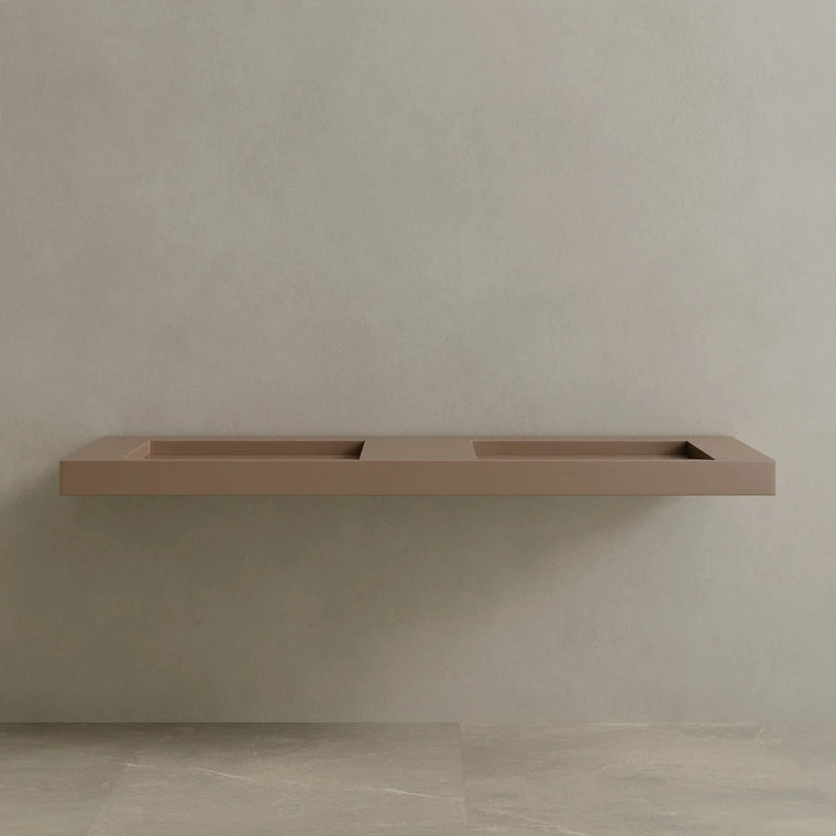 72" Floating Stone Resin Vanity Top with Double Sink