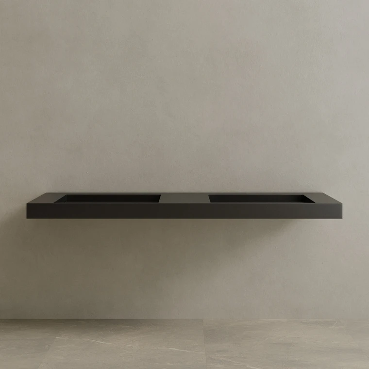 72" Floating Stone Resin Vanity Top with Double Sink