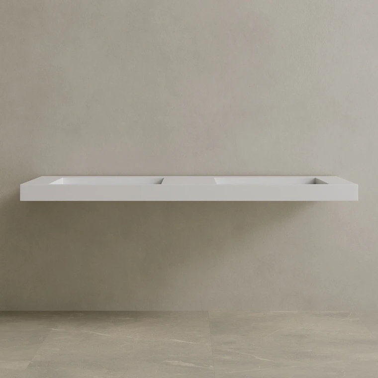 72" Floating Stone Resin Vanity Top with Double Sink