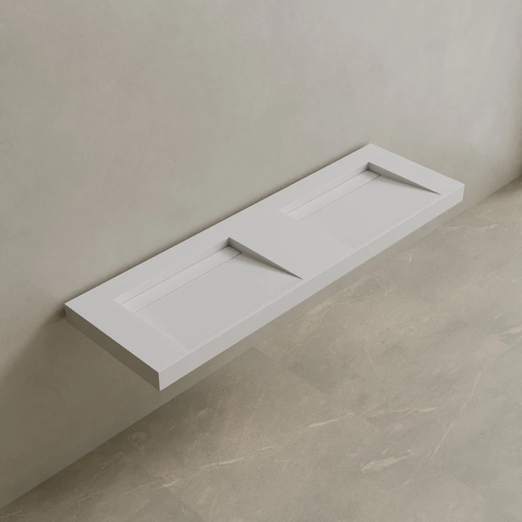72" Floating Stone Resin Vanity Top with Double Sink
