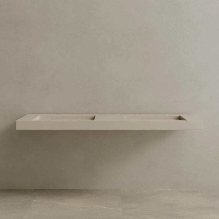 72" Floating Stone Resin Vanity Top with Double Sink