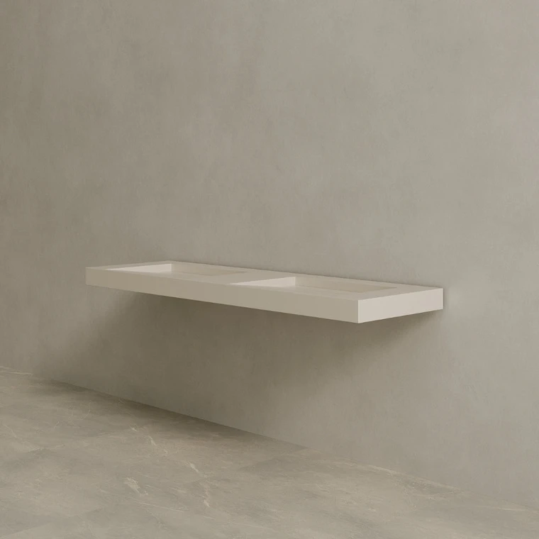 72" Floating Stone Resin Vanity Top with Double Sink
