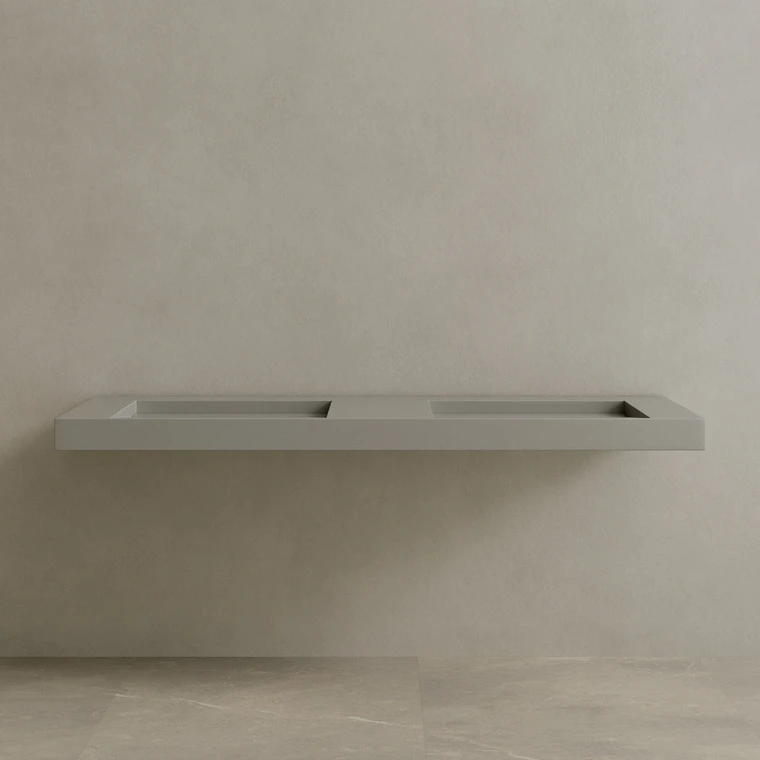 72" Floating Stone Resin Vanity Top with Double Sink