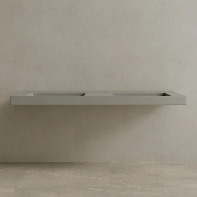 72" Floating Stone Resin Vanity Top with Double Sink