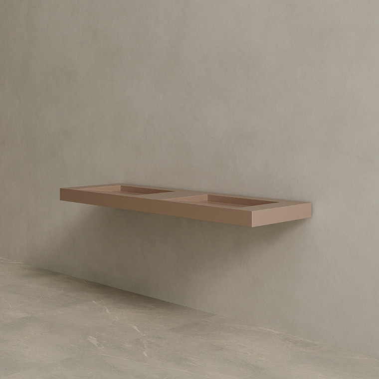 72" Floating Stone Resin Vanity Top with Double Sink