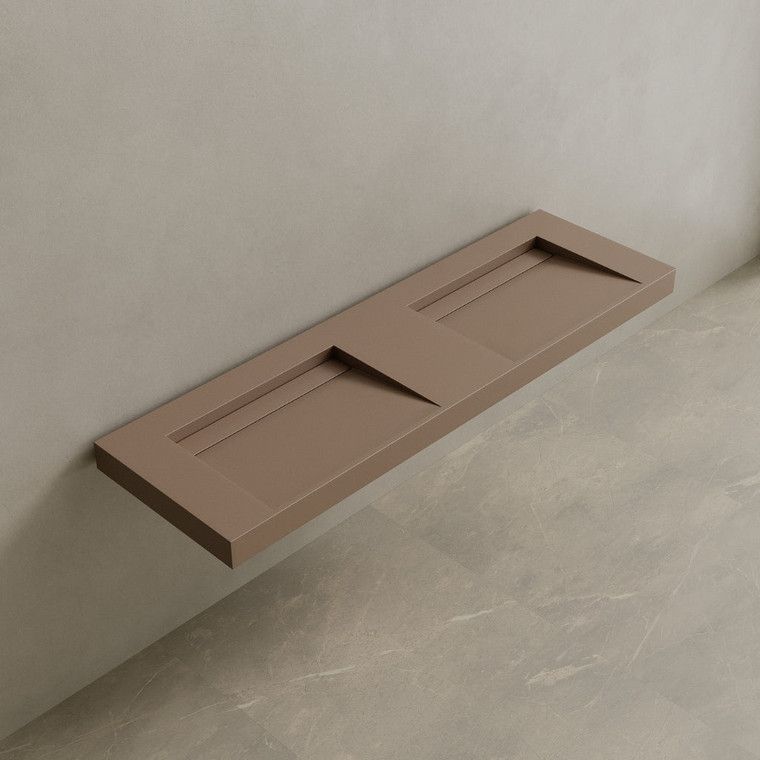 72" Floating Stone Resin Vanity Top with Double Sink