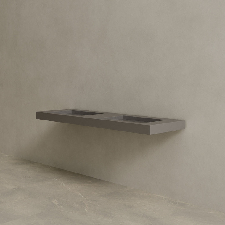 72" Floating Stone Resin Vanity Top with Double Sink