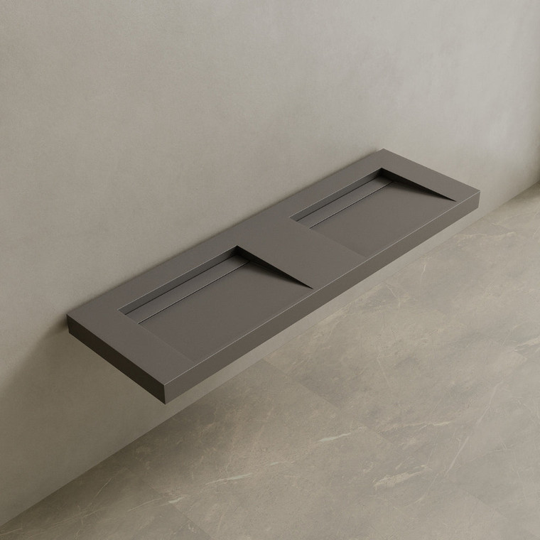 72" Floating Stone Resin Vanity Top with Double Sink