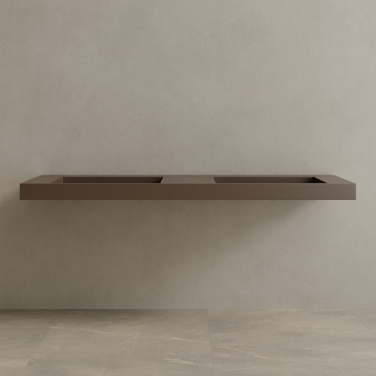 72" Floating Stone Resin Vanity Top with Double Sink