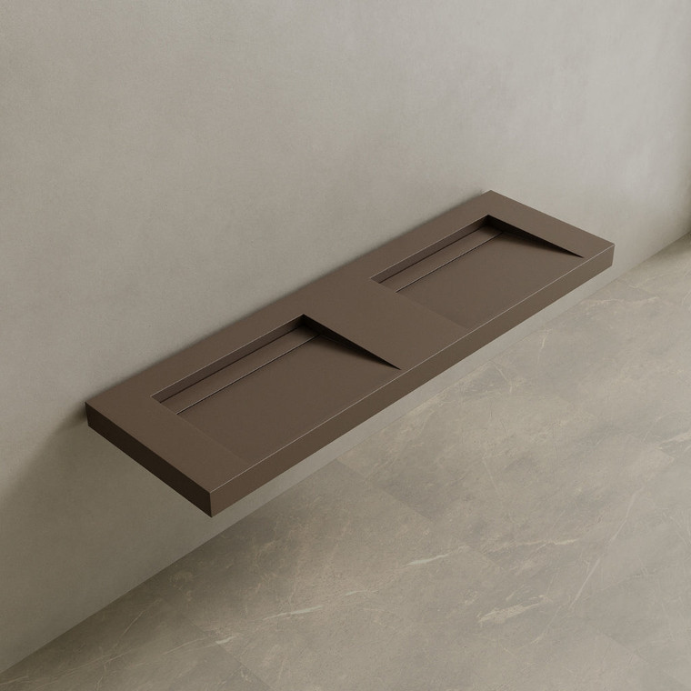 72" Floating Stone Resin Vanity Top with Double Sink
