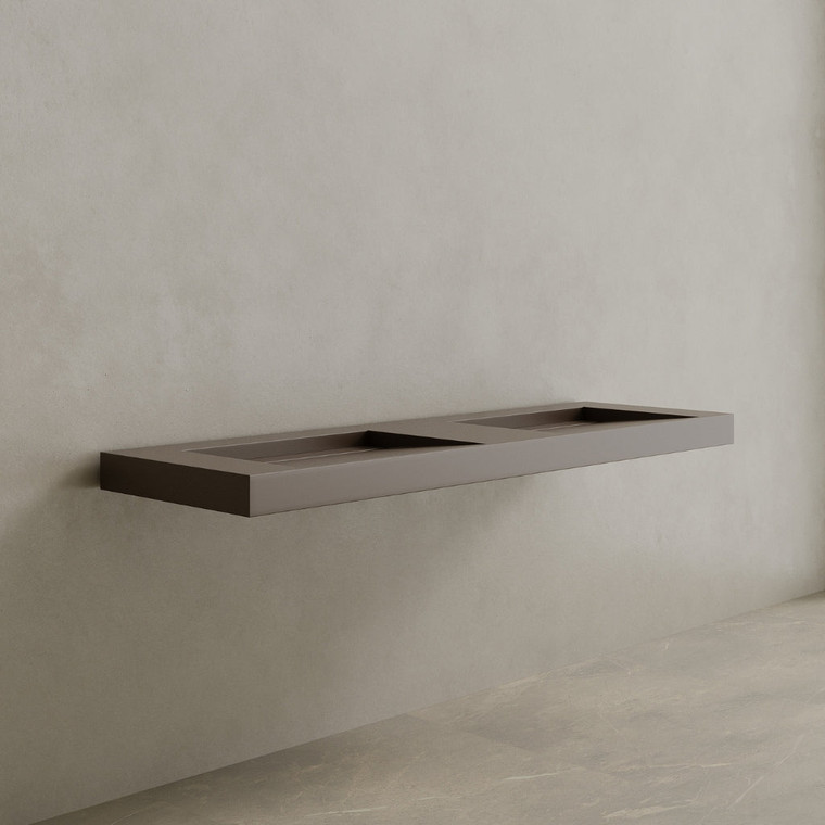 72" Floating Stone Resin Vanity Top with Double Sink