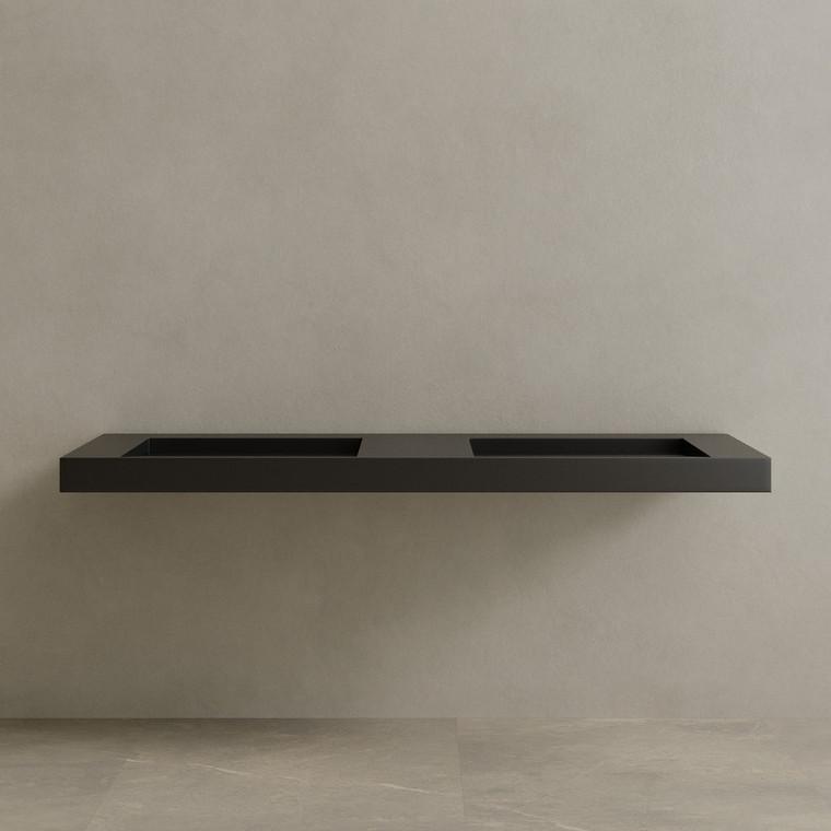 72" Floating Stone Resin Vanity Top with Double Sink