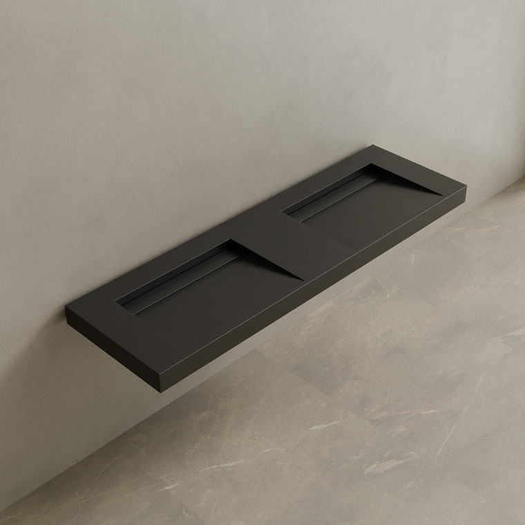 72" Floating Stone Resin Vanity Top with Double Sink