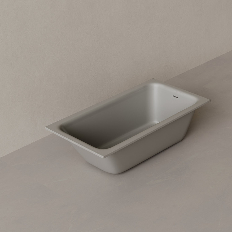 59" x 30" Solid Surface Stone Resin Drop-In Undermount Bathtub Left Incline
