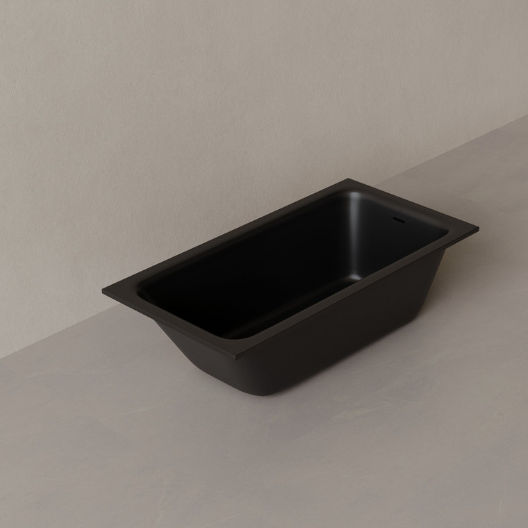 59" x 30" Solid Surface Stone Resin Drop-In Undermount Bathtub Left Incline