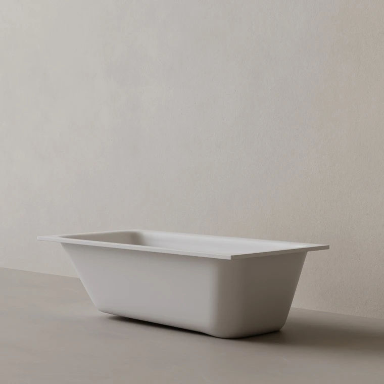 59" x 30" Solid Surface Stone Resin Drop-In Undermount Bathtub Left Incline