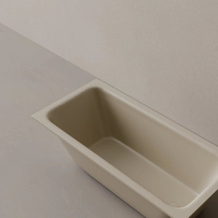 59" x 30" Solid Surface Stone Resin Drop-In Undermount Bathtub Left Incline