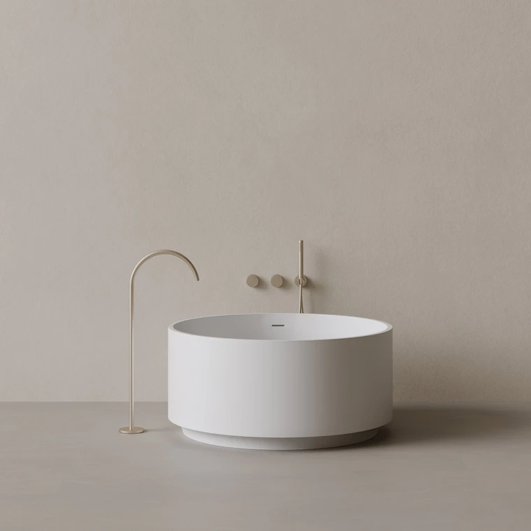 45" x 45" Round Solid Surface Stone Resin Freestanding Bathtub