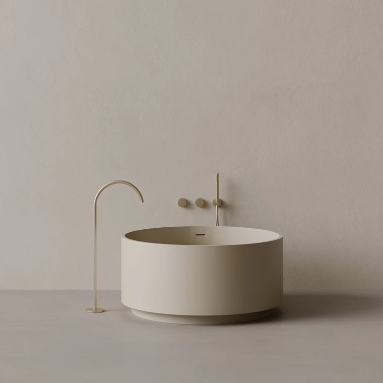 45" x 45" Round Solid Surface Stone Resin Freestanding Bathtub
