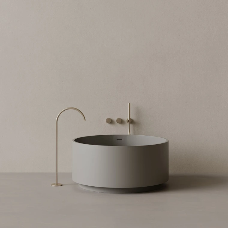 45" x 45" Round Solid Surface Stone Resin Freestanding Bathtub
