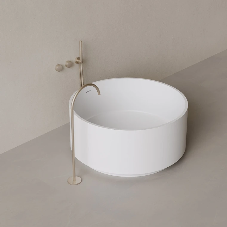 45" x 45" Round Solid Surface Stone Resin Freestanding Bathtub