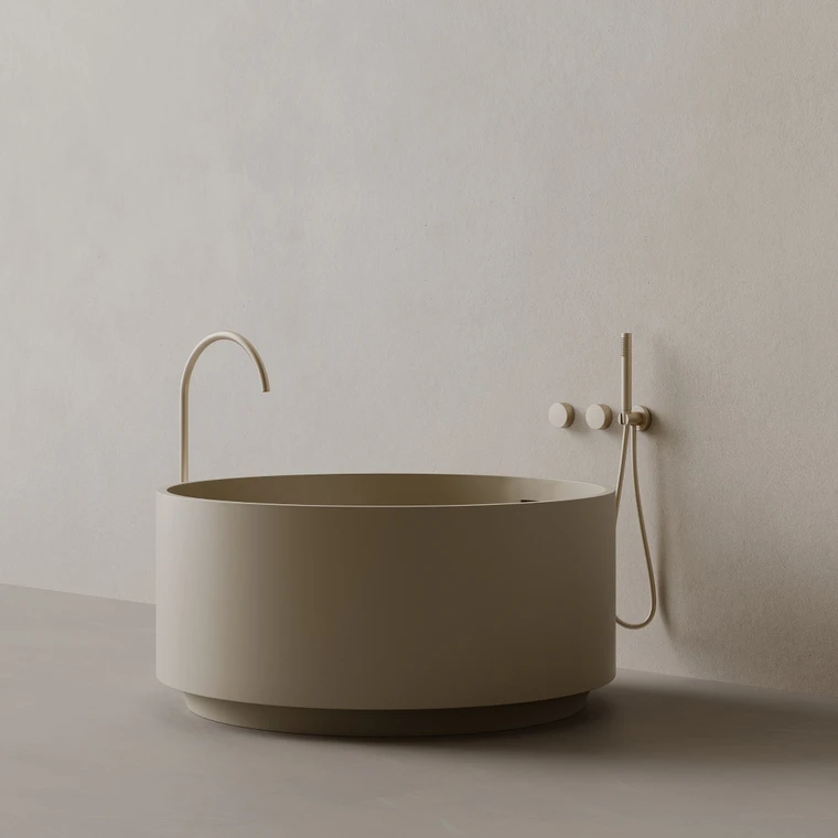 45" x 45" Round Solid Surface Stone Resin Freestanding Bathtub