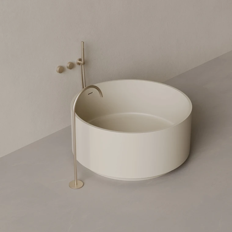 45" x 45" Round Solid Surface Stone Resin Freestanding Bathtub