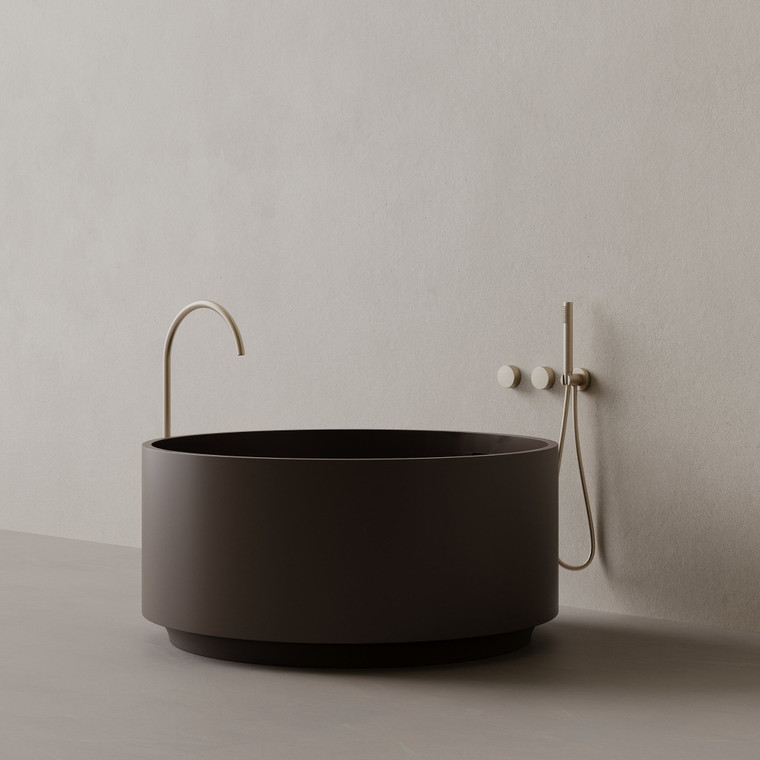 45" x 45" Round Solid Surface Stone Resin Freestanding Bathtub