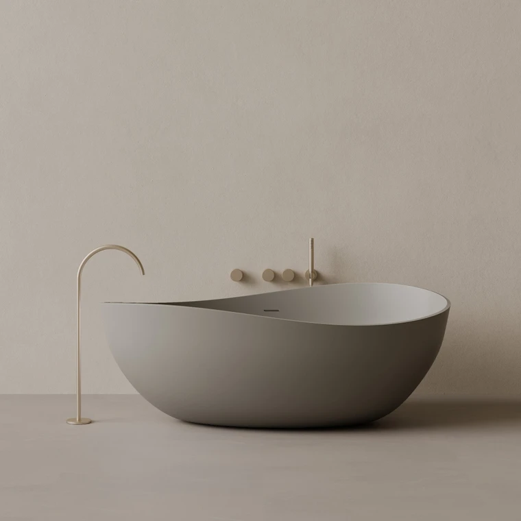 72" x 44" Oval Concrete Freestanding Bathtub