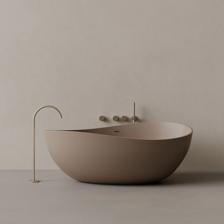 72" x 44" Oval Concrete Freestanding Bathtub