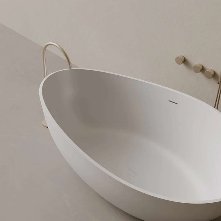 72" x 44" Oval Concrete Freestanding Bathtub