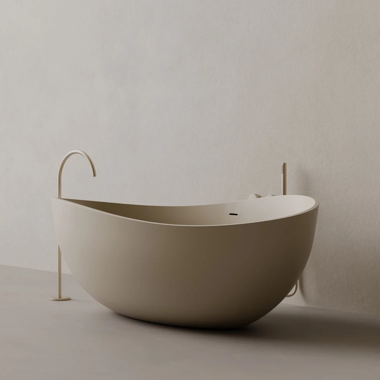 72" x 44" Oval Concrete Freestanding Bathtub