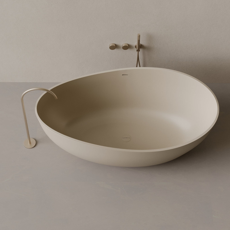 72" x 44" Oval Concrete Freestanding Bathtub