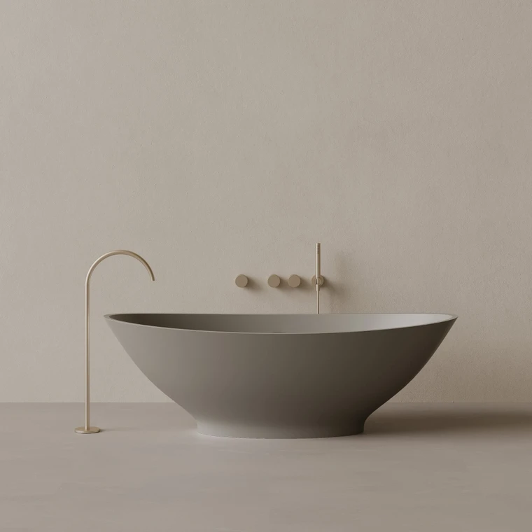 73" x 33" Oval Concrete Freestanding Bathtub