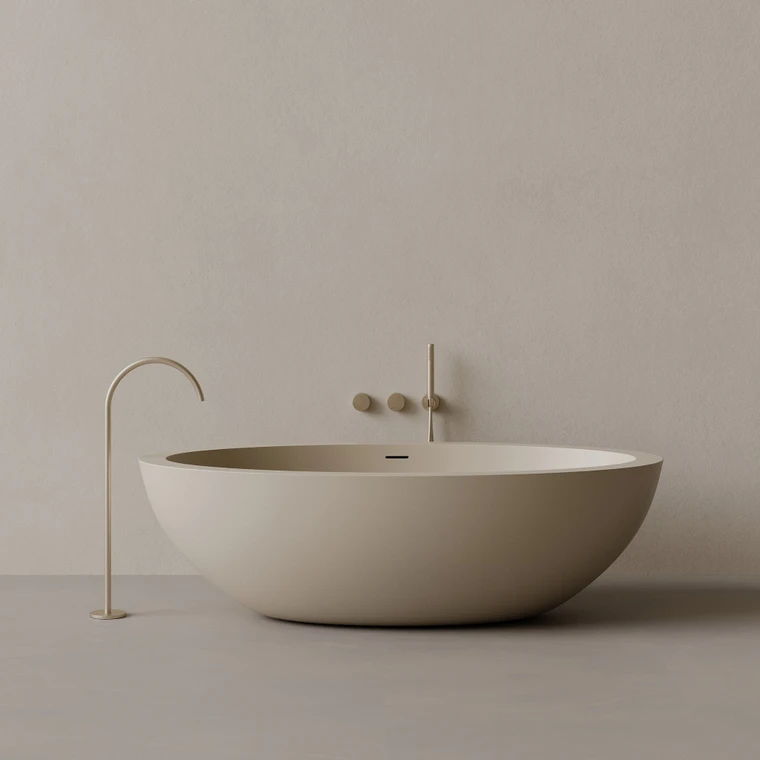 74" x 41" Oval Concrete Freestanding Bathtub