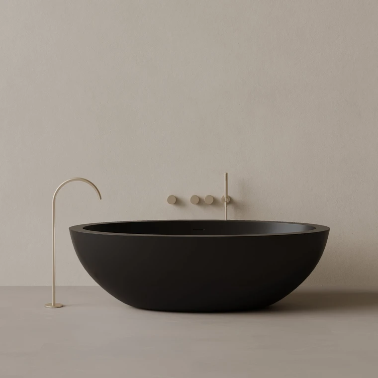 74" x 41" Oval Concrete Freestanding Bathtub