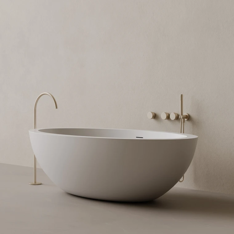 74" x 41" Oval Concrete Freestanding Bathtub
