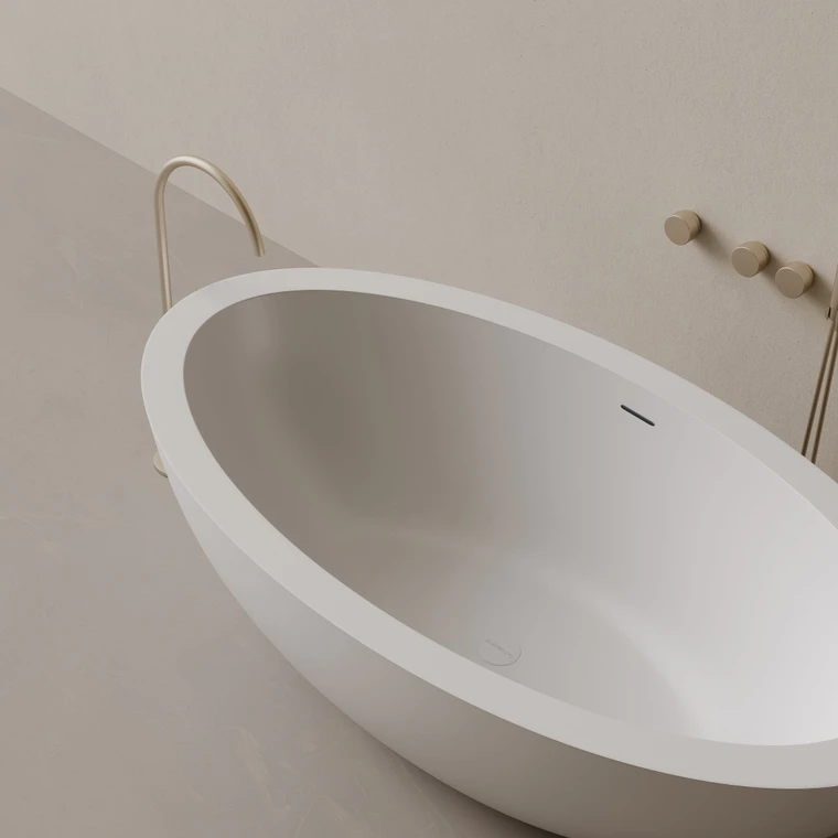 74" x 41" Oval Concrete Freestanding Bathtub