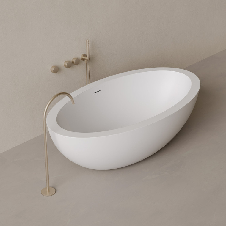 74" x 41" Oval Concrete Freestanding Bathtub