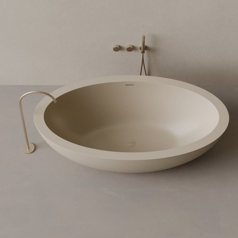 74" x 41" Oval Concrete Freestanding Bathtub