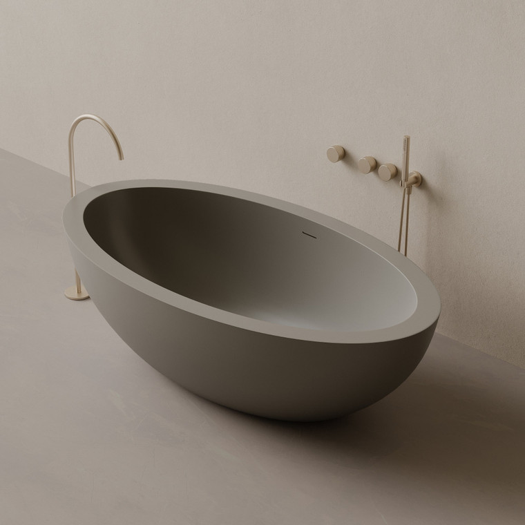 74" x 41" Oval Concrete Freestanding Bathtub