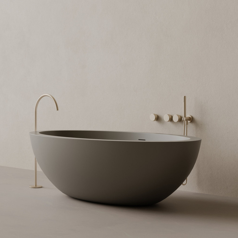 74" x 41" Oval Concrete Freestanding Bathtub