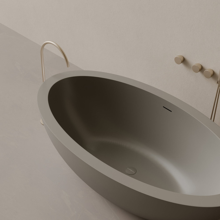 74" x 41" Oval Concrete Freestanding Bathtub